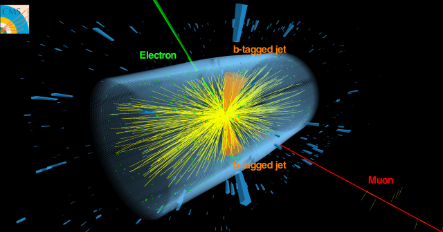 Lead ion collision at Compact Muon Solenoid CMS particle detector at LHC CERN