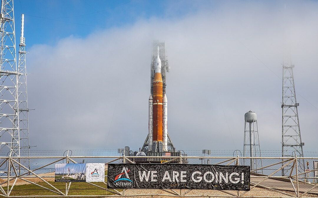 SLS Rocket of Artemis 1 Mission, at the launch pad