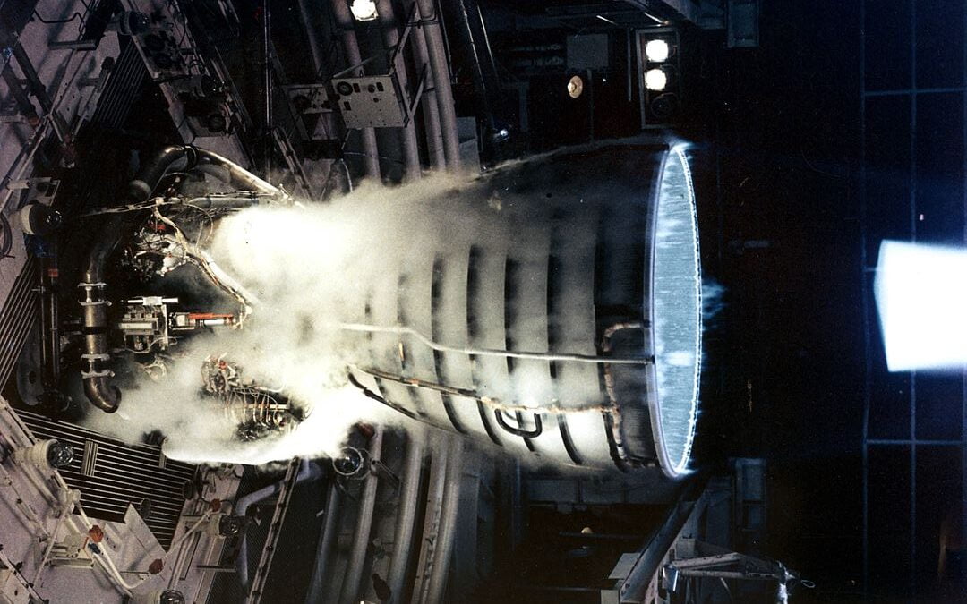 Space Shuttle Main Engine during a test firing